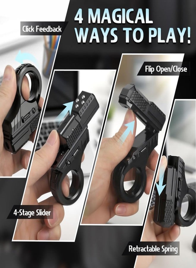 Dilabnba Fidget Slider Finger Ring Clicker Roller Toy Fidget Pistol Textured Fingertip Focus Tool for Adults Kids, Sensory Fingertip Press EDC Travel Toy Party Gift Stocking Stuffer - Plastic/Black - Image 4
